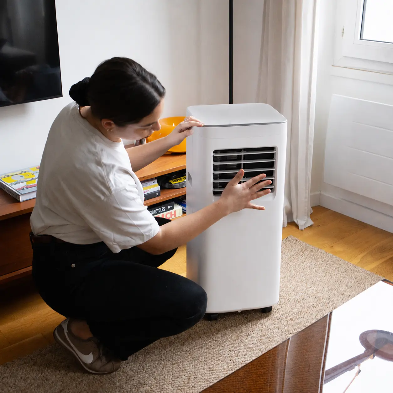 10,000 BTU portable air conditioner — ready for window installation