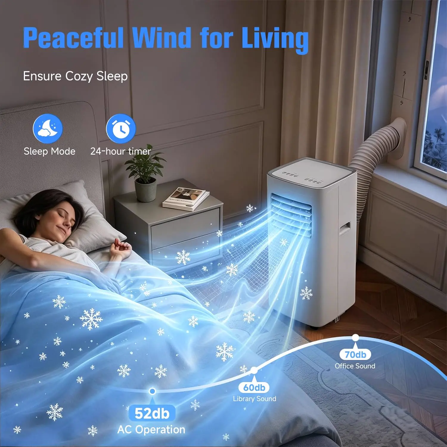 Portable air conditioner with 360° swivel caster wheels — image 4
